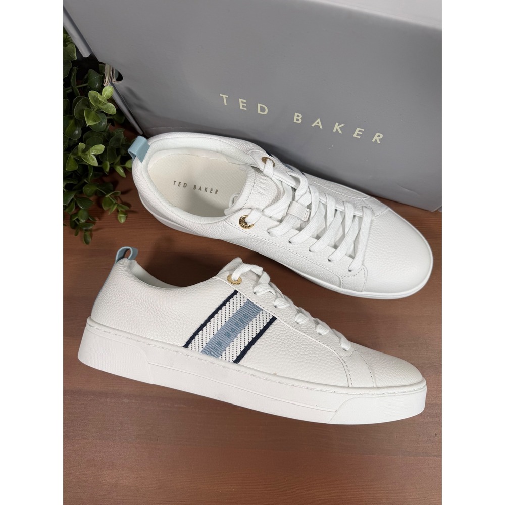 Ted Baker Women's Blue White Leather Sneakers Size 10